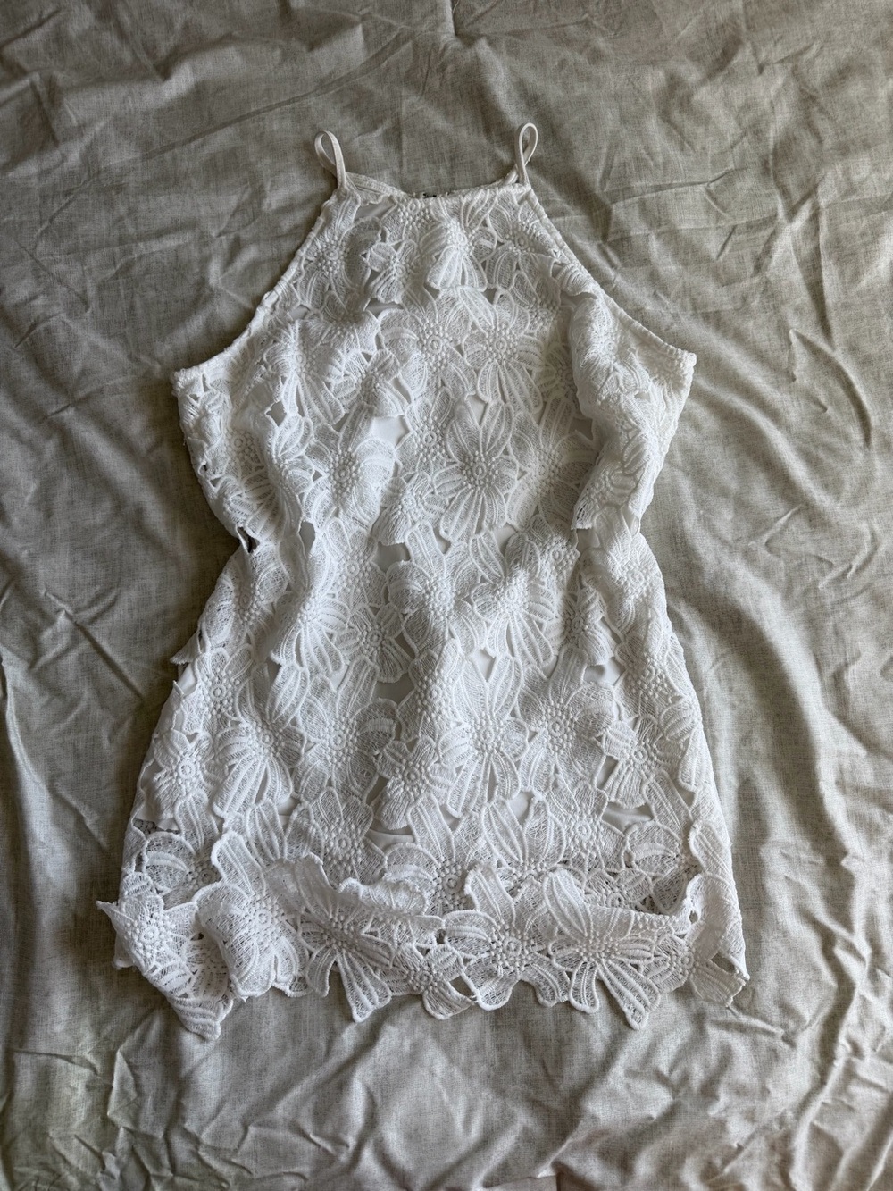 Urban Girl White Floral Crochet Lace Mini Dress (XL)